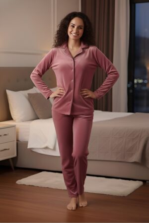 plaid checkered button down shirt & pyjama set in dark blue cotswool (copy)