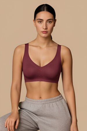 padded non wired full coverage seamless bonded slip on t shirt bra in mauve