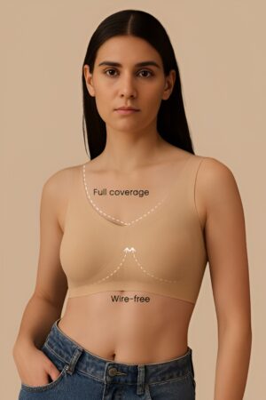 padded non wired full coverage seamless bonded slip on t shirt bra in mauve