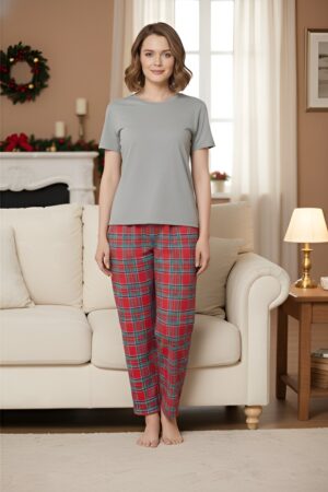 classic plaid checkered pyjama in black cotswool