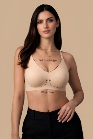 padded non wired full coverage seamless bonded slip on t shirt bra in mauve
