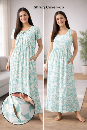 print me pretty feeding long nighty in light pink 100% cotton