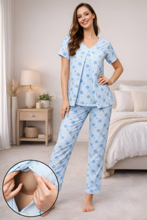 print me pretty feeding long nighty in light pink 100% cotton